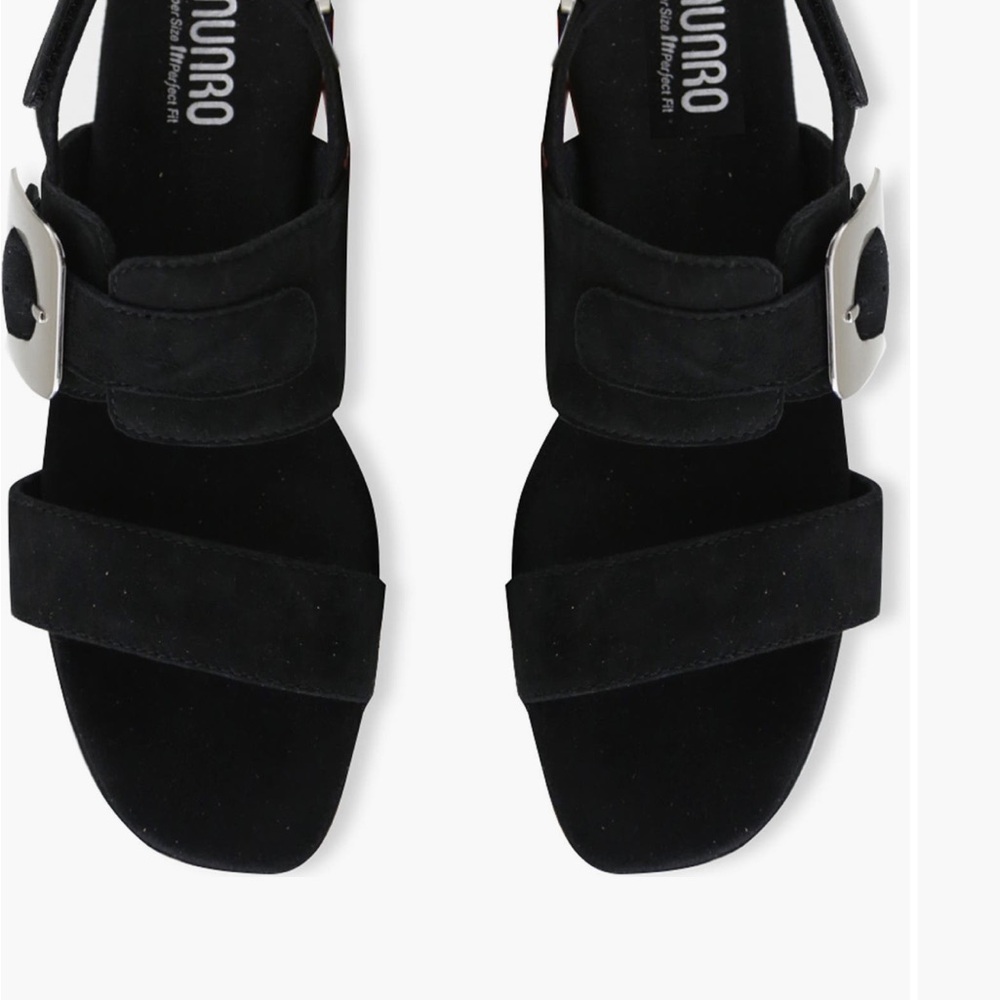 Munro Black and Silver Sandals with Low Block Heel - Picture 3 of 10